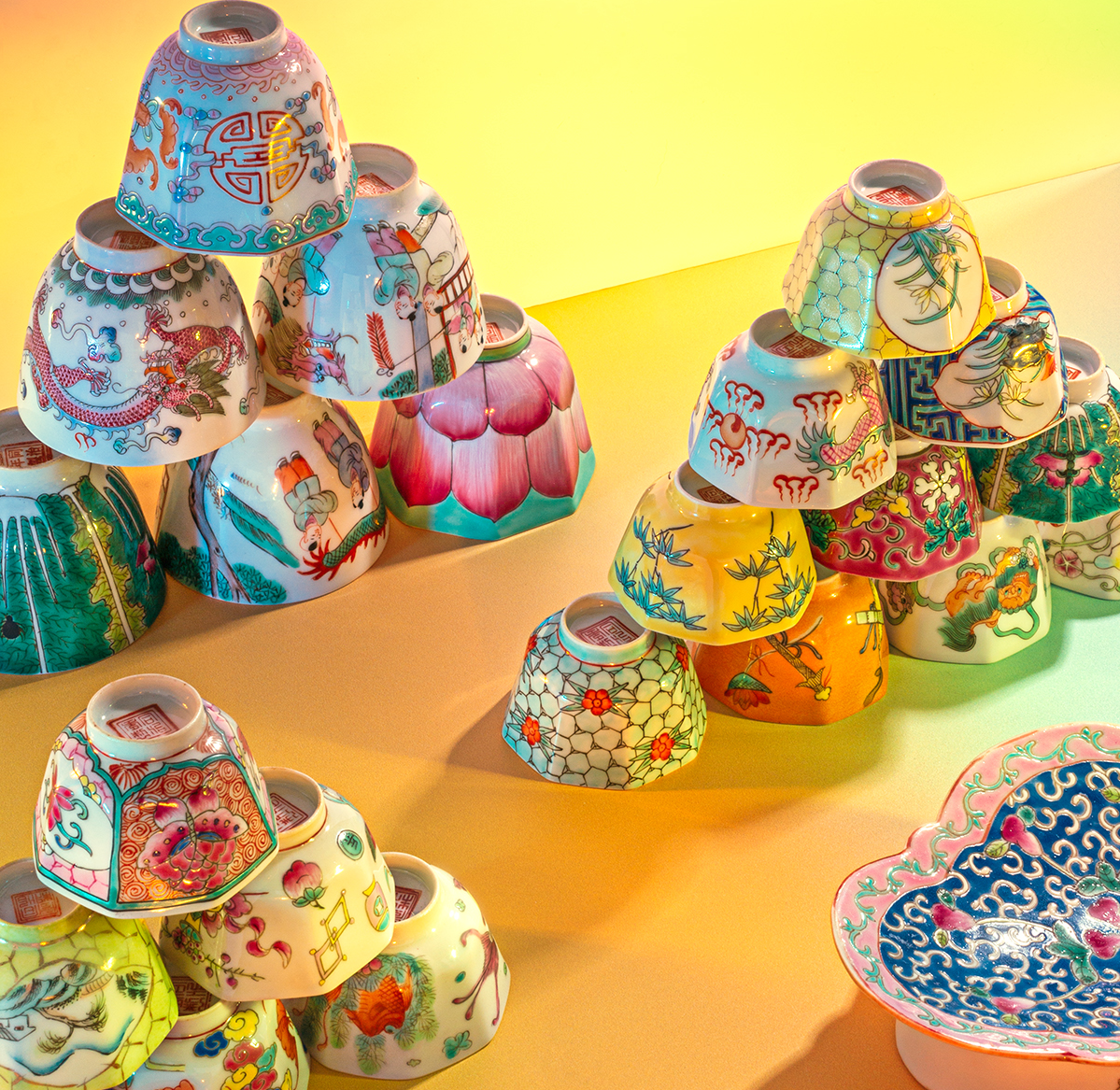 Handpainted Guangcai Wine Cups