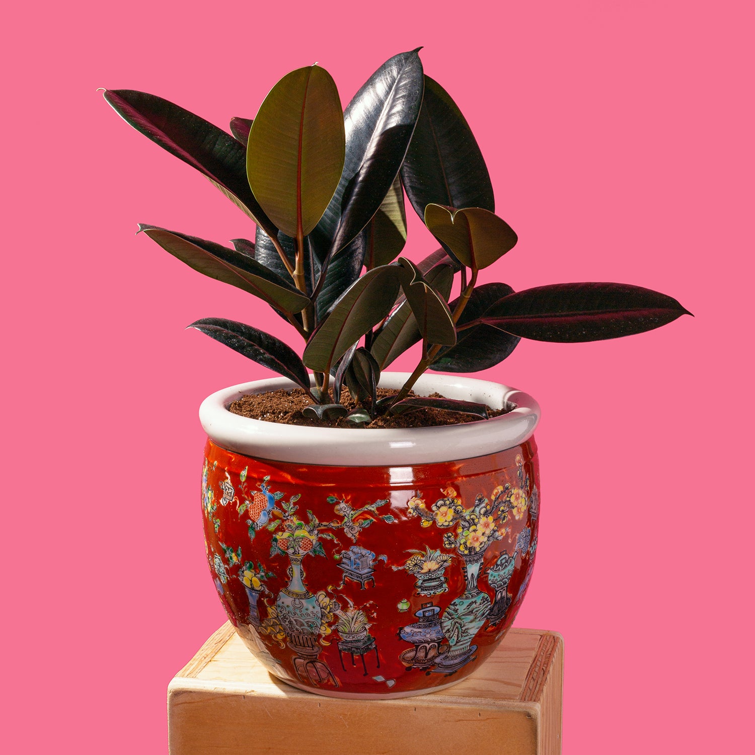 burgundy plant pots Handpainted Planters – Wing on Wo & Co